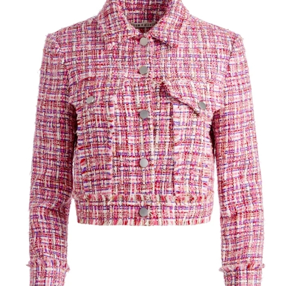 Alice + Olivia Tweed Cropped Jacket XS & Conry Pleated Short Sz 2 - Picture 5 of 9